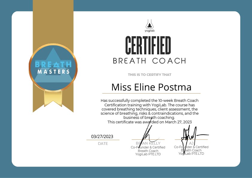 Certificaat Breath Coach Eline Postma